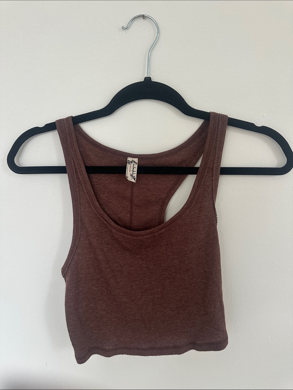 Free People Chocolate Brown Ribbed Racerback Crop